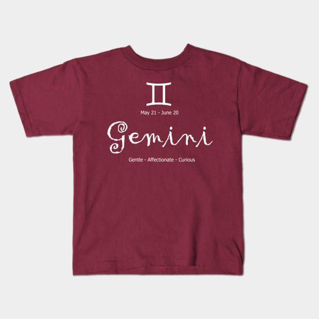 Gemini astrological sign design Kids T-Shirt by halazidan